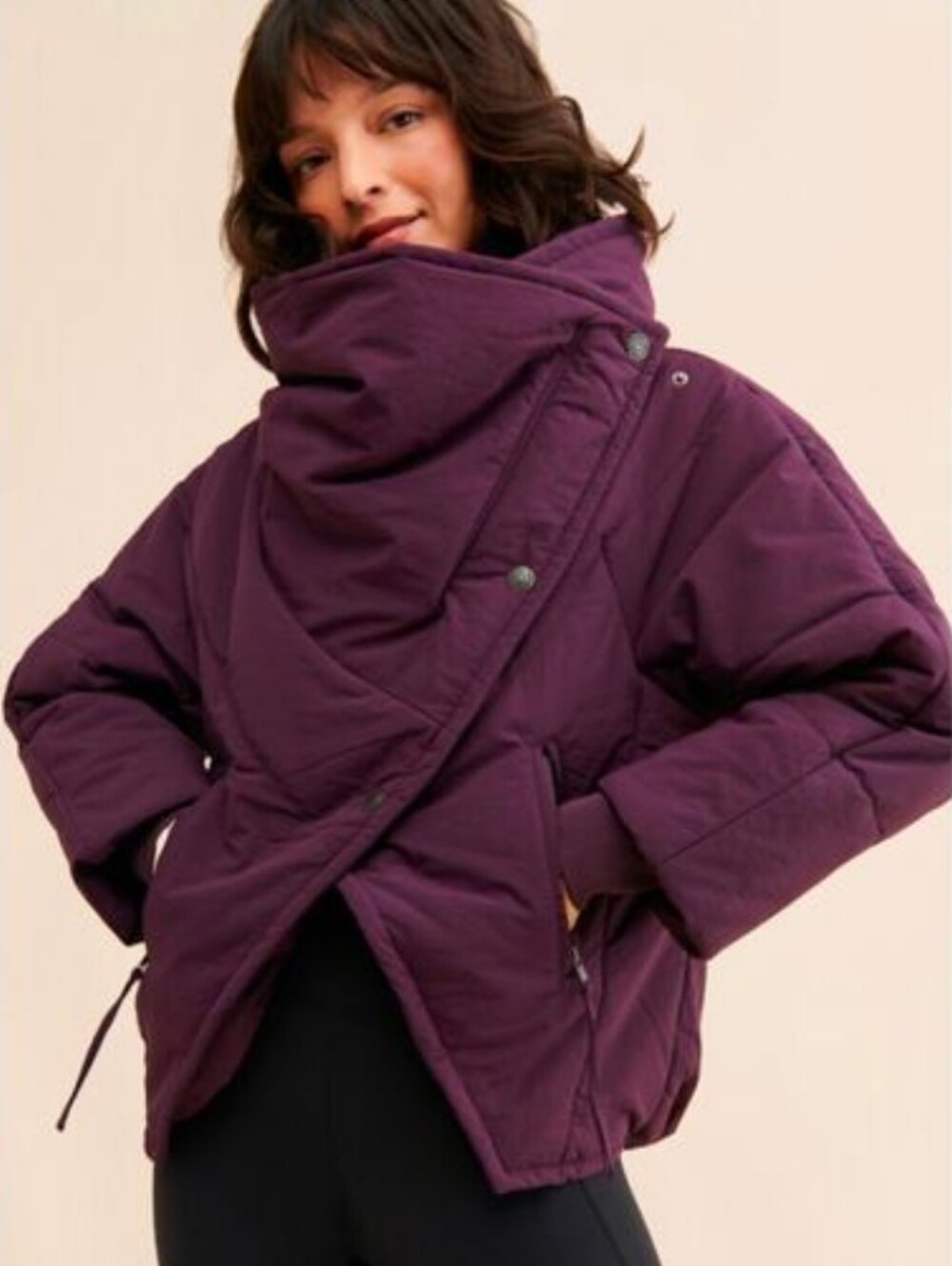 Free People We the Free People Kalida Cropped Puffer Coat Jacket Purple Size XS
